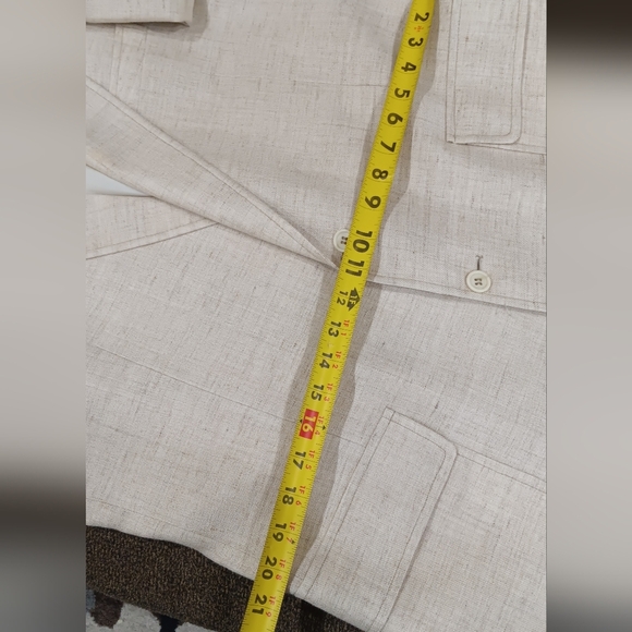 VINTAGE Beige Tweed SPORT COAT Beige Blazer Suit Timeless Designer Jacket Sz 40L - Picture 14 of 14